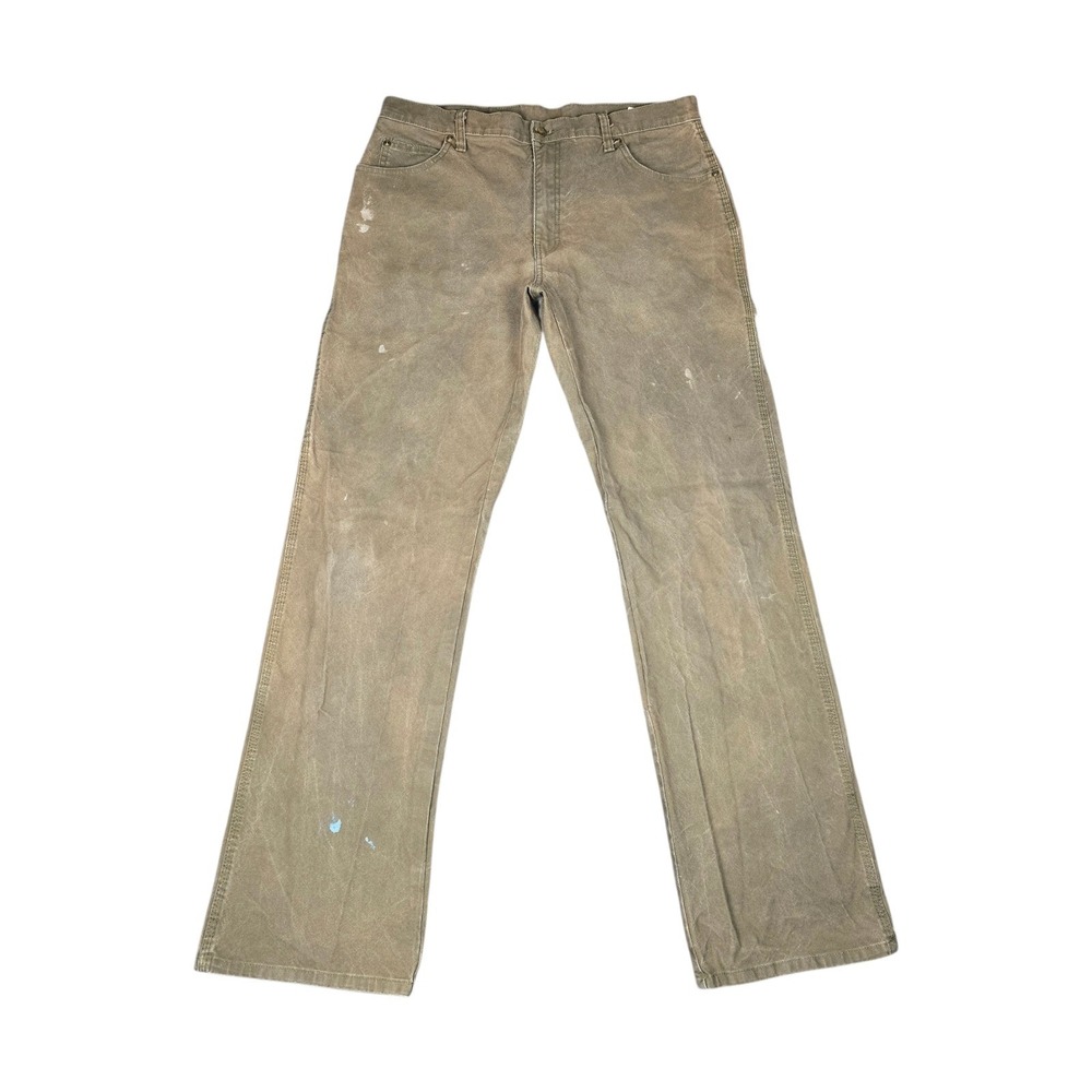 Dickies Pants Men's 34x34 Relaxed Fit Duck Canvas Work Carpenter Moss Distressed